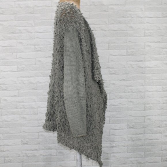 ALTAR'D STATE Cardigan Open Front Textured Long Waterfall Ruffle Front Gray L - Picture 4 of 13